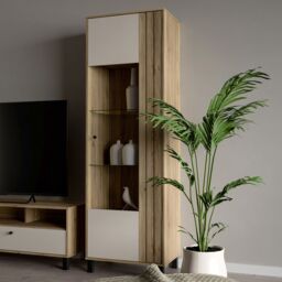Furniture To Go Grafton Glass Door Display Cabinet in Cream & Oak - thumbnail 6