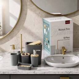 GAVENO CAVAILIA Isla 12 Pieces Bathroom Accessories Set in Charcoal