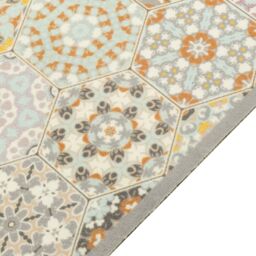 Berkfield Home Kitchen Rug Washable Hexagon Pastel 60x300 cm Velvet - thumbnail 3