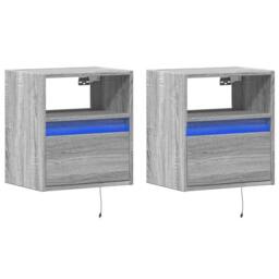 Berkfield Home TV Wall Cabinets with LED Lights 2 pcs Grey Sonoma 41x31x45 cm - Size: 41 x 31 x 45 cm - thumbnail 3