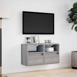 Berkfield Home TV Wall Cabinets with LED Lights 2 pcs Grey Sonoma 41x31x45 cm - Size: 41 x 31 x 45 cm - thumbnail 4