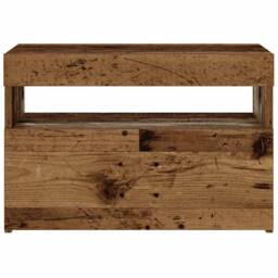 Berkfield Home Elegant Bedside Cabinet with LED Lights Old Wood 60x35x40 cm Engi in Brown - Size: 60 x 35 x 40 cm - thumbnail 7