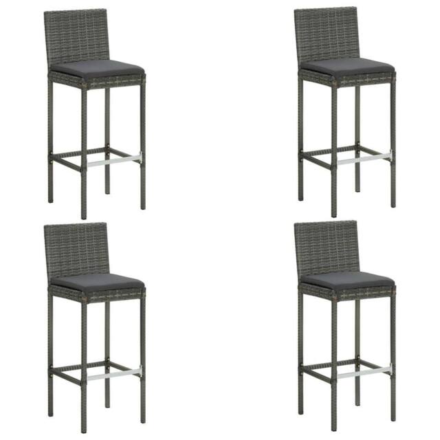 Berkfield Home 5 Piece Garden Bar Set with Cushions Poly Rattan Grey - image 1