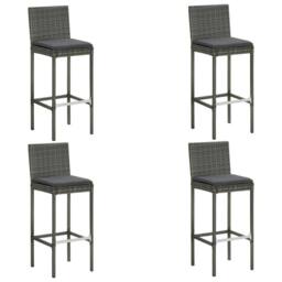 Berkfield Home 5 Piece Garden Bar Set with Cushions Poly Rattan Grey - thumbnail 1
