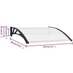 Berkfield Home Door Canopy Black & Transparent 120x80 cm PC - thumbnail 6