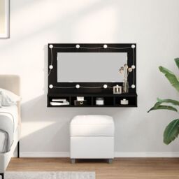Berkfield Home LED Mirror Cabinet in Black Oak - 90x31.5x62 cm