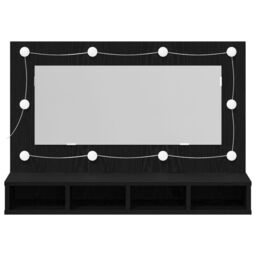 Berkfield Home LED Mirror Cabinet in Black Oak - 90x31.5x62 cm - thumbnail 6