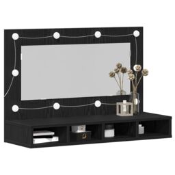 Berkfield Home LED Mirror Cabinet in Black Oak - 90x31.5x62 cm - thumbnail 3