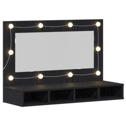 Berkfield Home LED Mirror Cabinet in Black Oak - 90x31.5x62 cm - thumbnail 4