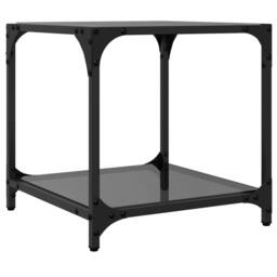 Berkfield Home Coffee Tables with Black Glass Top 2 pcs 40x40x40 cm Steel - Size: 40 x 40 x 40 cm - thumbnail 6