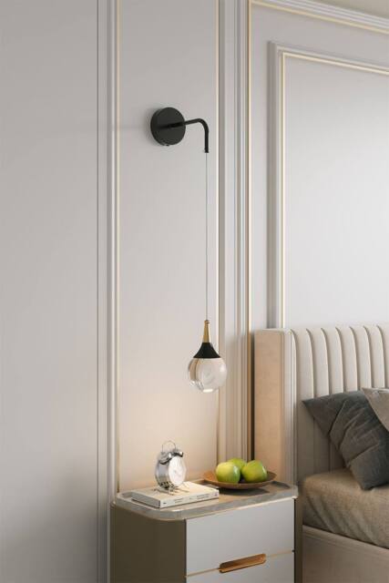 Living and Home 5W LED Crystal Lampshade Wall Light in Black - image 1