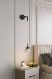 Living and Home 5W LED Crystal Lampshade Wall Light in Black - thumbnail 1