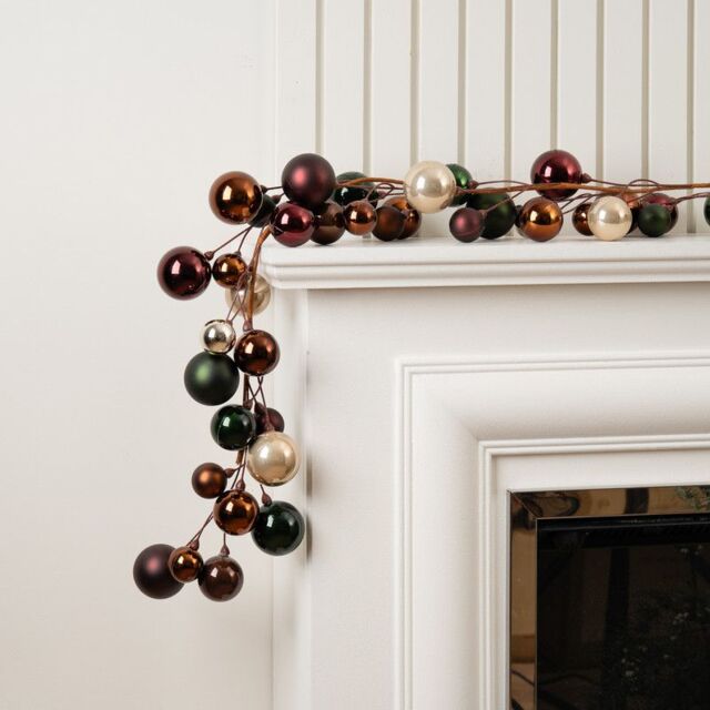 Scottish Everlastings Ltd 183cm Bauble Garland Green & Bronze - image 1