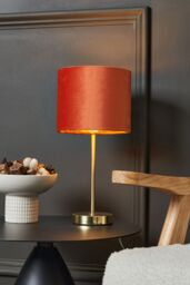 BHS Lighting Velvet Table Lamp in Orange - thumbnail 4