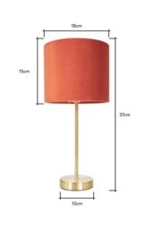 BHS Lighting Velvet Table Lamp in Orange - thumbnail 5
