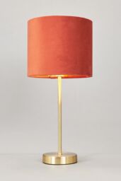 BHS Lighting Velvet Table Lamp in Orange - thumbnail 1