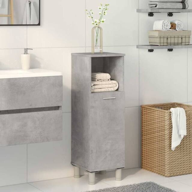 Berkfield Home Comfortable Bathroom Cabinet Concrete Grey 30x30x95 cm Engineered Wood - Size: 30 x 30 x 95 cm - image 1