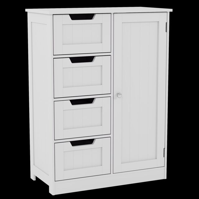 Home Discount Bath Vida Modern 4 Drawer 1 Door Floor Cabinet Bathroom Storage in White - image 1
