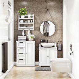 Home Discount Bath Vida Modern 4 Drawer 1 Door Floor Cabinet Bathroom Storage in White - thumbnail 5