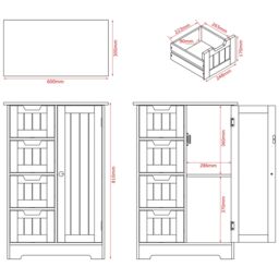Home Discount Bath Vida Modern 4 Drawer 1 Door Floor Cabinet Bathroom Storage in White - thumbnail 3