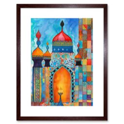 "Artery8 Wall Art Print Abstract Islamic Mosque Entrance Prayer Folk Artwork Framed 9X7 Inch in Brown - Size: W7"" x H9""" - thumbnail 1