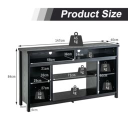 "Costway Fireplace TV Stand Media Console Table w/ Adjustable Shelf for TVs up to 65"" in Black" - thumbnail 5
