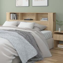 Berkfield Home Headboard Cabinet Sonoma Oak 200x18.5x104.5 cm in Brown - thumbnail 1