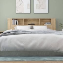 Berkfield Home Headboard Cabinet Sonoma Oak 200x18.5x104.5 cm in Brown - thumbnail 5
