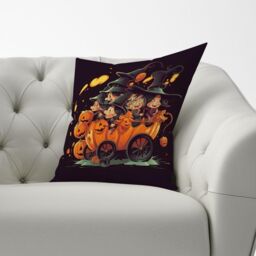 Warren Reed - Designer A Magical Pumpkin Carriage Cushions in Orange - Size: 45 cm x 45 cm - thumbnail 3