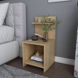 CALICOSY Bedside Table With 1 Niche, Oak Wood Finish, H72 Cm - ULLMAN in Light Brown - thumbnail 5