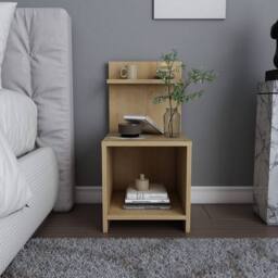 CALICOSY Bedside Table With 1 Niche, Oak Wood Finish, H72 Cm - ULLMAN in Light Brown - thumbnail 2