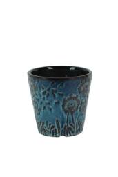 KDMD Ice Blue Hortus Cairns Stamped Pot 14.5x13.5cm - Size: 14.5x13.5 cm - thumbnail 1