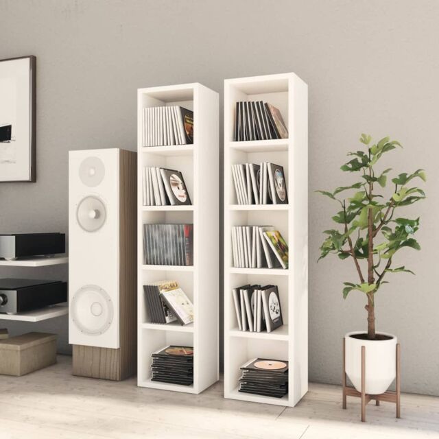 Berkfield Home CD Cabinets 2 pcs White 21x16x93.5 cm Engineered Wood - image 1