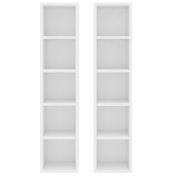 Berkfield Home CD Cabinets 2 pcs White 21x16x93.5 cm Engineered Wood - thumbnail 4