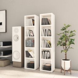 Berkfield Home CD Cabinets 2 pcs White 21x16x93.5 cm Engineered Wood - thumbnail 1