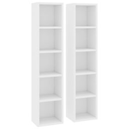 Berkfield Home CD Cabinets 2 pcs White 21x16x93.5 cm Engineered Wood - thumbnail 2