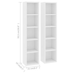 Berkfield Home CD Cabinets 2 pcs White 21x16x93.5 cm Engineered Wood - thumbnail 6
