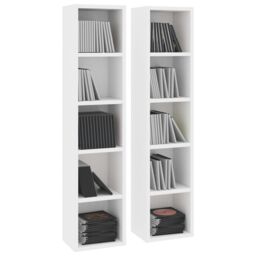 Berkfield Home CD Cabinets 2 pcs White 21x16x93.5 cm Engineered Wood - thumbnail 3