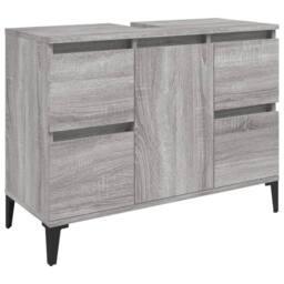 Berkfield Home Modern 3 Piece Bathroom Furniture Set Grey Sonoma Engineered Wood - thumbnail 5