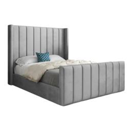 KDMD Sturminster Winged Upholstered Grey Soft Velvet Designer Bed Frame - Size: Small Single - thumbnail 2