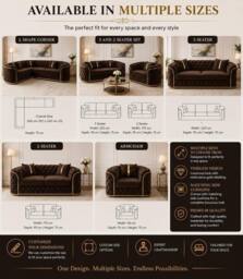 Stratus Interiors Ambassador Sofa Chesterfield Toronto Silver Trim Plush Velvet in Brown - Size: 2 Seater - thumbnail 3