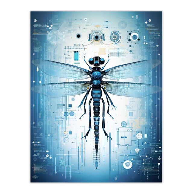 Artery8 Dragonfly Nanobot Robot Hybrid Secret Military Schematic Blueprint Futuristic Complex Arcane Manuscript Gift For Him Man Cave Unframed Wall - image 1