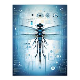 Artery8 Dragonfly Nanobot Robot Hybrid Secret Military Schematic Blueprint Futuristic Complex Arcane Manuscript Gift For Him Man Cave Unframed Wall - thumbnail 1