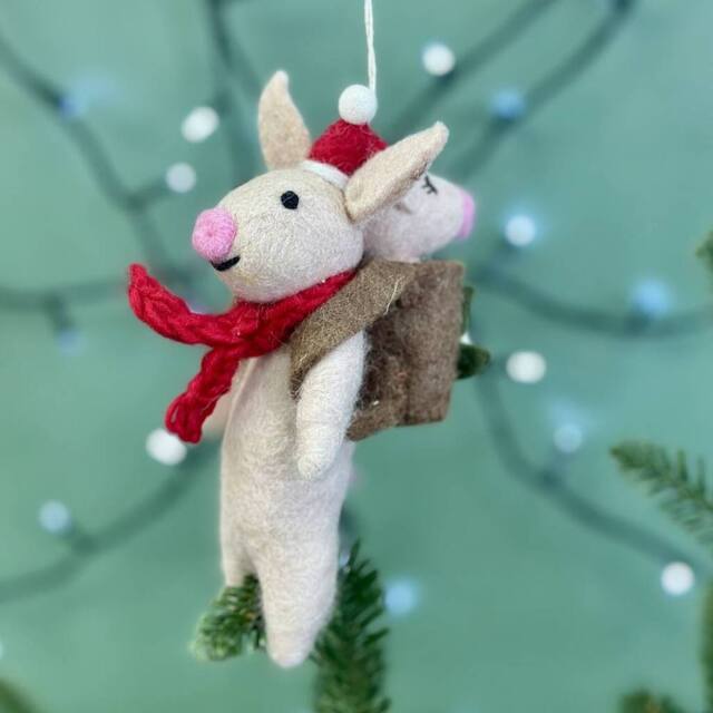 The Alphabet Gift Shop Pig & Piglet Felt Christmas Bauble in Pink