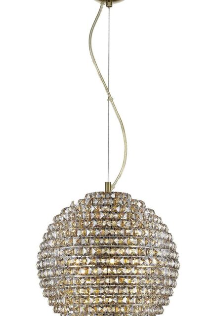 Netlighting Nord 5 Light Ceiling Fitting Antique Brass with Clear Crystal Finish CFH608241LAB in Yellow