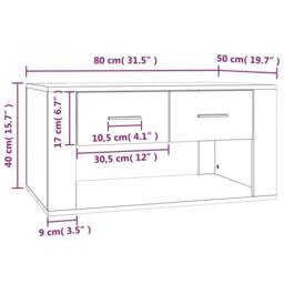 Berkfield Home Decorative Coffee Table Smoked Oak 80x50x40 cm Engineered Wood in Brown - Size: 80 x 50 x 40 cm - thumbnail 9