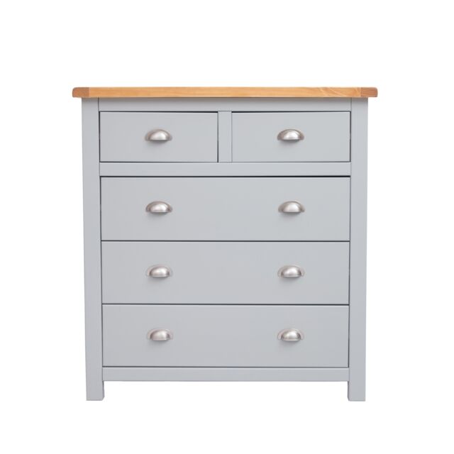 Cabinet Bits Argenta 5 Drawer Chest of Drawers Chrome Cup Handle in Light Grey - image 1