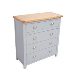 Cabinet Bits Argenta 5 Drawer Chest of Drawers Chrome Cup Handle in Light Grey - thumbnail 3