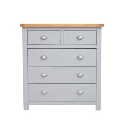 Cabinet Bits Argenta 5 Drawer Chest of Drawers Chrome Cup Handle in Light Grey - thumbnail 1