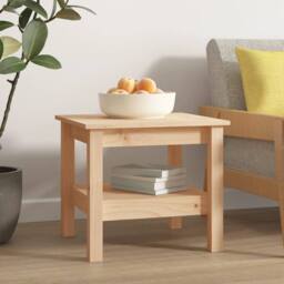 Berkfield Home Coffee Table 45x45x40 cm Solid Wood Pine in Natural - Size: 45 x 45 x 40 cm - thumbnail 4